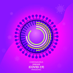Coronavirus virus illustration with infographic elements in vibrant colors EDITABLE