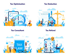 Fototapeta na wymiar Tax consultant concept set. Idea of accounting and payment.