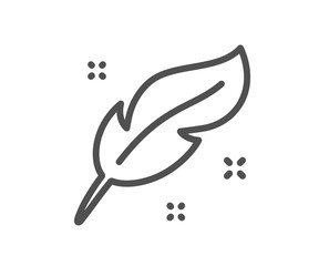 Feather quill pen line icon. Calligraphy nib sign. Lightweight symbol. Quality design element. Editable stroke. Linear style feather icon. Vector