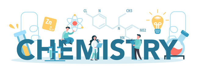 Chemistry typographic concept. Scientist making medical research.