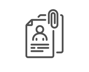 Interview documents line icon. CV file attachment sign. Office hr symbol. Quality design element. Editable stroke. Linear style interview documents icon. Vector