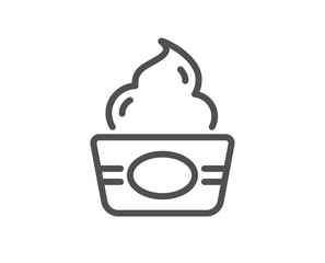 Ice cream cup line icon. Vanilla sundae sign. Frozen yogurt dessert symbol. Quality design element. Editable stroke. Linear style ice cream icon. Vector