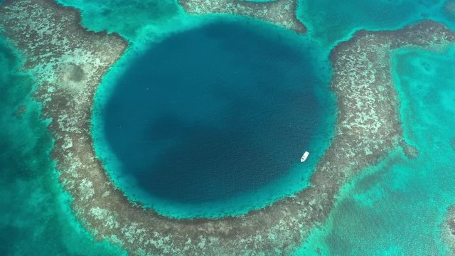 Aerial Video over the Great Blue Hole, Belize, Central America