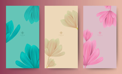 Branding Packaging Pink Soft blossom Flower nature background, logo banner voucher, spring summer tropical, vector illustration