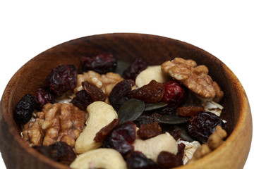 Müsli mit Flocken Nüssen Beeren