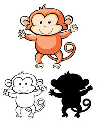 Set of monkey cartoon