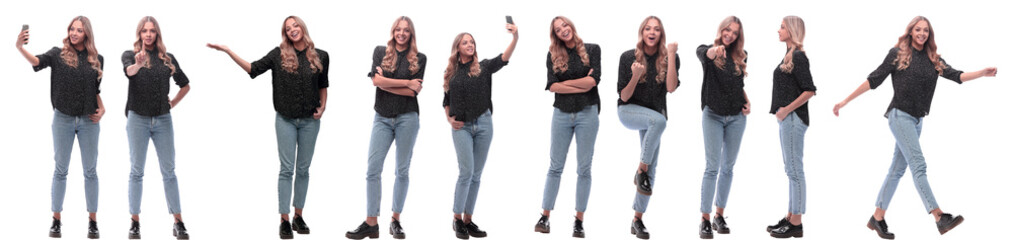 photo collage of a modern young woman with a smartphone