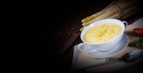 Delicious spring white asparagus soup