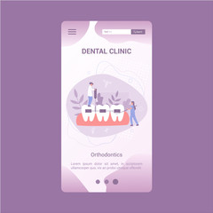 Dental clinic mobile application banner. Dentistry concept.