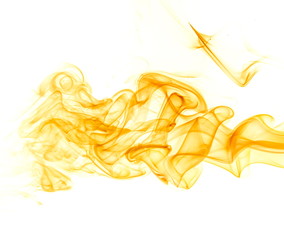 Yellow smoke on white background