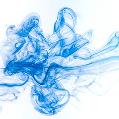 Blue smoke on white background