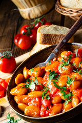 Rustic giant beans with fresh tomato sauce