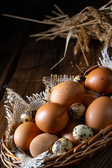 Fresh eggs straight from the farm in a basket