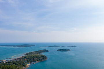 Panorama of viewpoint on King island at sunset,  in Cambodia