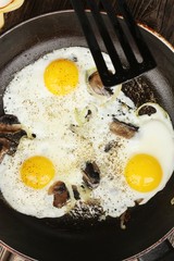 Scrambled eggs with mushrooms and onions macro