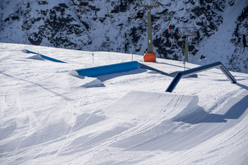 Perfectly shaped rails in the snowpark of St.Anton am Arlberg.