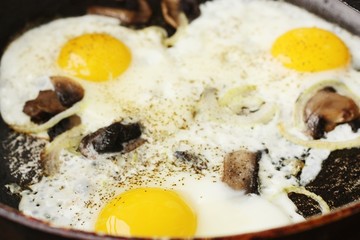 Scrambled eggs with mushrooms and onions macro
