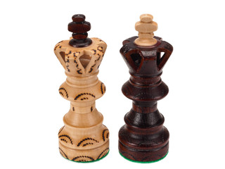 White and black chess kings on a white background