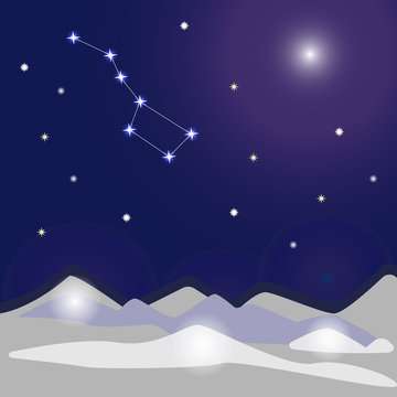 Constellation Ursa Major or Big Dipper in the night sky
