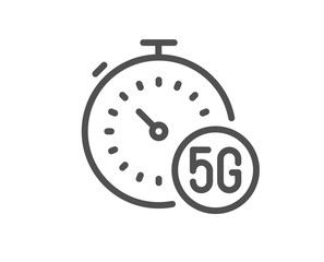 5g fast internet line icon. Wireless technology sign. Mobile wifi symbol. Quality design element. Editable stroke. Linear style 5g internet icon. Vector