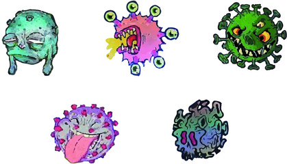 vector illustration of a set of coronavirus