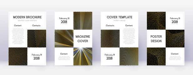 Business brochure design template set. Gold abstra