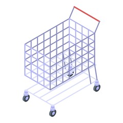 Mall shop cart icon. Isometric of mall shop cart vector icon for web design isolated on white background