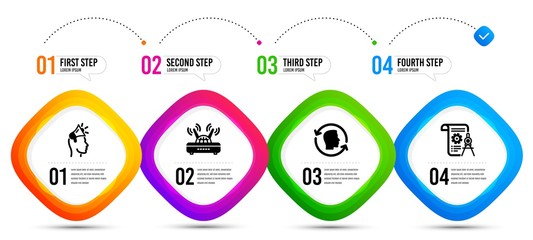 Wifi, Face id and Divider document icons simple set. Timeline infographic. Brand ambassador sign. Internet router, Identification system, Report file. Megaphone. Technology set. Vector