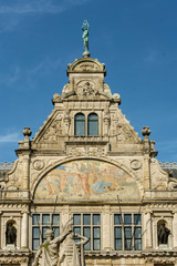 Fototapeta na wymiar Royal Dutch Theater and Statue of Jan-Frans Willems in Ghent, Belgium