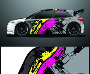 Rally car decal graphic wrap vector, abstract background