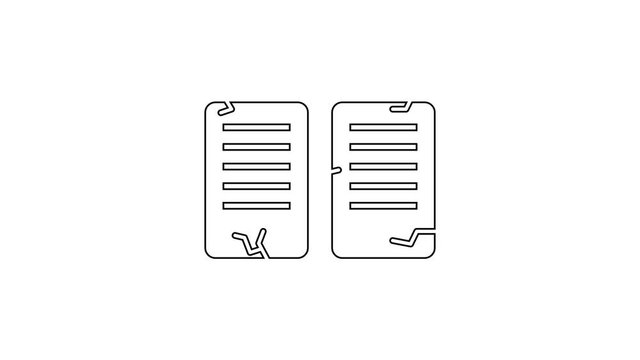Black line The commandments icon isolated on white background. Gods law concept. 4K Video motion graphic animation