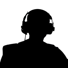 silhouette of a man wearing spy headphones