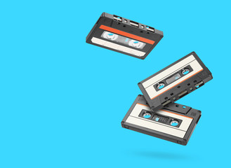 Three retro old audio tape cassettes