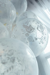 balloon, holiday, background, white, concept, Christmas,, isolated, space, abstract, pigeons