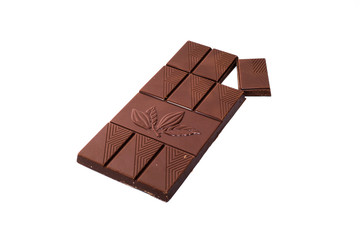 Beautiful milk chocolate lies on a white background