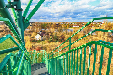 WROCLAW, POLAND - MARCH 11, 2020: View from the Kotowice observation tower, located just off the...