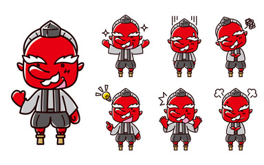 天狗のイラスト/表情セット