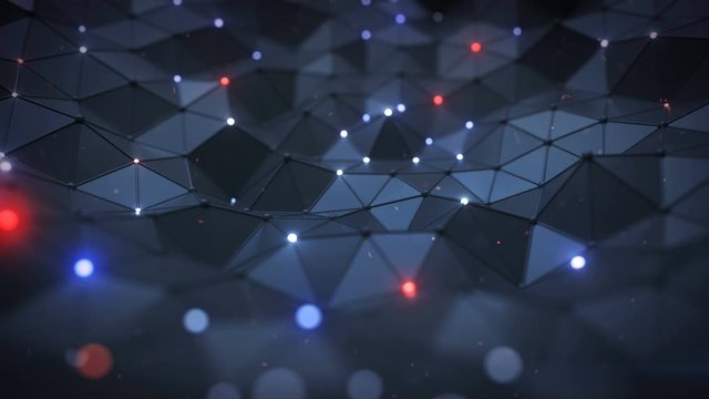 Plexus surface with lines and glowing nodes