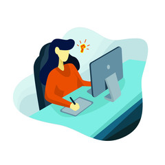 Quarantine, stay at home concept series woman sitting at their home, room or apartment, work from home use for illustration, information, and other