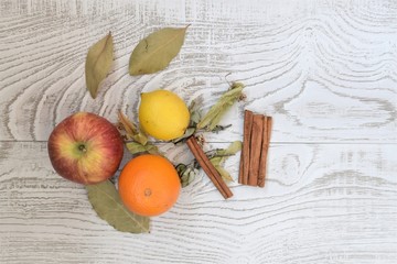 mixed herbal tea with apple, lemon and cinnamon