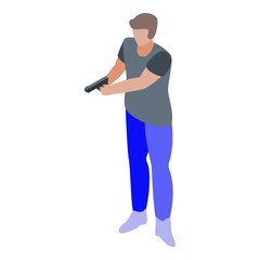 Pistol shooter icon. Isometric of pistol shooter vector icon for web design isolated on white background
