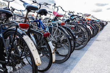 Fototapeta na wymiar Bicycle parking station in Amsterdam, Netherlands