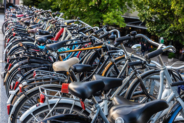 Bicycle parking station in Amsterdam, Netherlands