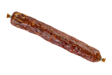 raw smoked sausage isolated on a white background