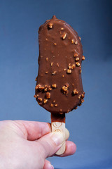 Chocolate popsicle popsicle on a stick. Bite Salted Caramel Filling