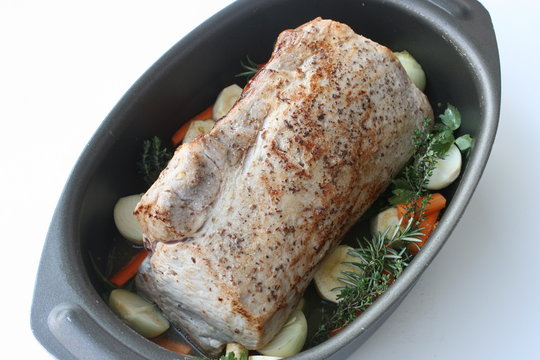 Lummerbraten im Br&auml;ter. Schweiner&uuml;cken