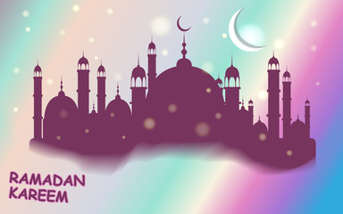 Vector illustration, colorful background, welcoming the holy month of Ramadan, month full of forgiveness!
