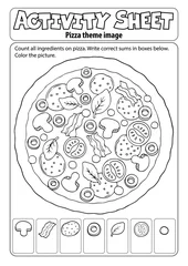 Foto op Plexiglas Voor kinderen Activiteitenblad pizza thema 2