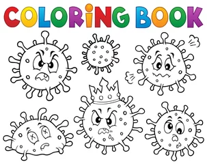 Deurstickers Voor kinderen Kleurboek virussen set 1