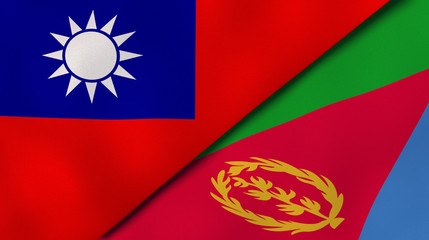The flags of Taiwan and Eritrea. News, reportage, business background. 3d illustration